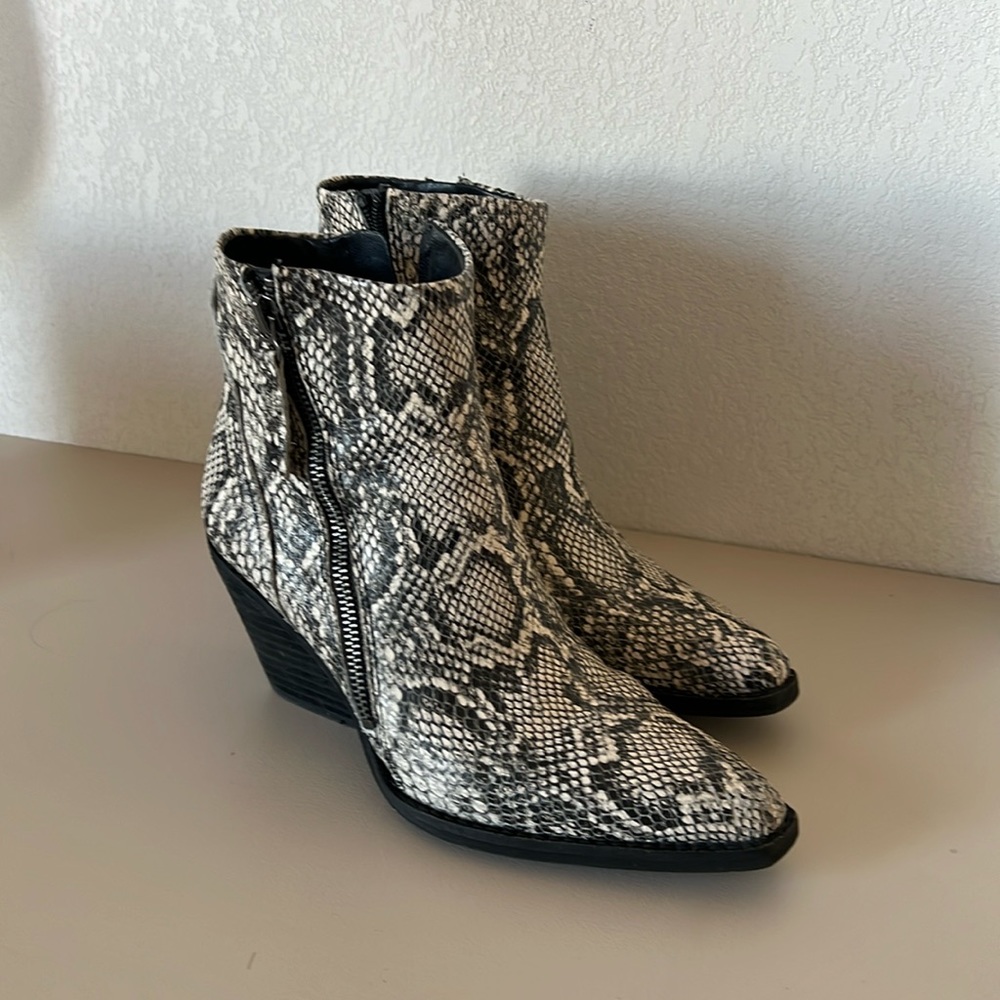Snake print booties